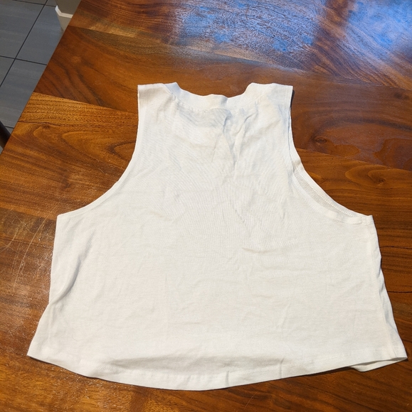 Asos - Racerback High Neck Cropped Swing Tank Top | Size 4 | White - Picture 5 of 6